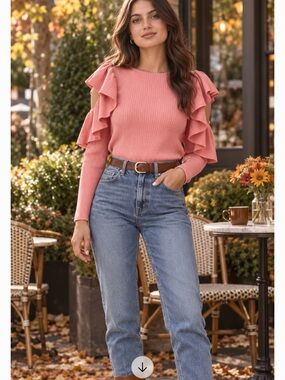 NWT Keepsake Knit Ruffled Long Sleeve Sweater